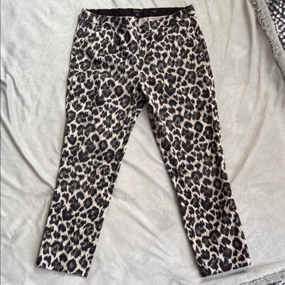 J. Crew Black and Cream Animal Print Pants